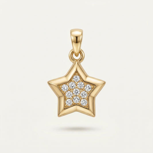 Star Frame Yıldız Figürlü Taşlı Altın Kolye Ucu