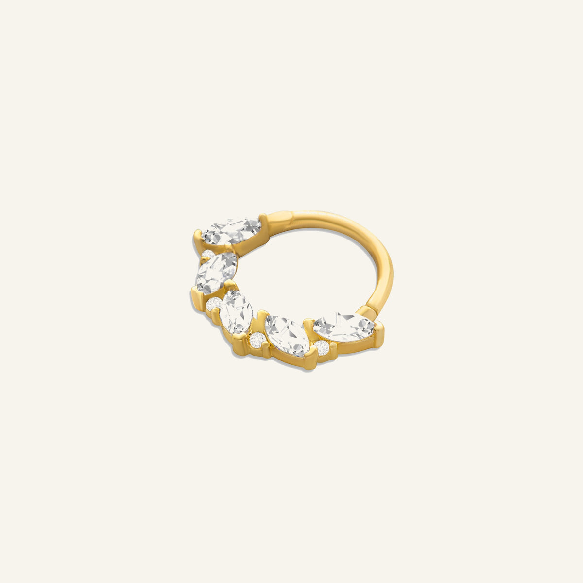 Starlit Flow Markiz Ve Yuvarlak Kesim Taşlı Altın Halka Helix Piercing