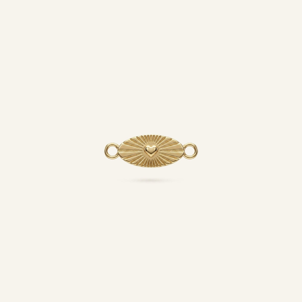 Sunburst Heart Kalp Figürlü Oval Plaka Altın Charm