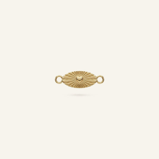 Sunburst Heart Kalp Figürlü Oval Plaka Altın Charm
