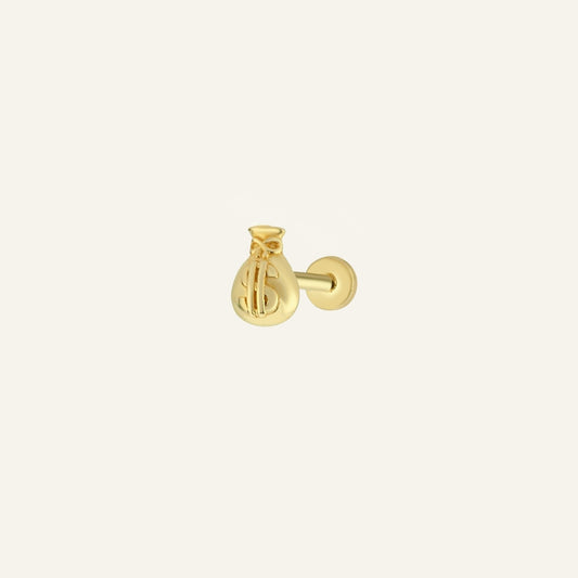 Dolar Kesesi Figürlü Altın Kulak Piercing