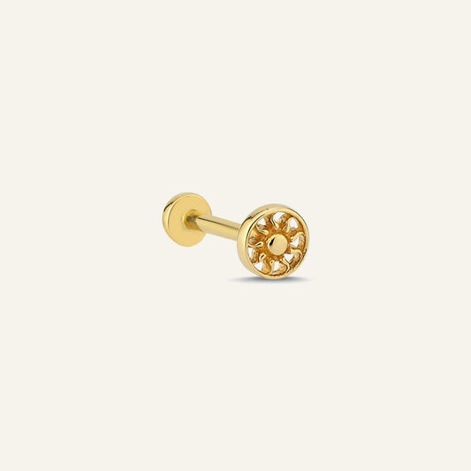 Helios Güneş Figürlü Altın Kulak Piercing
