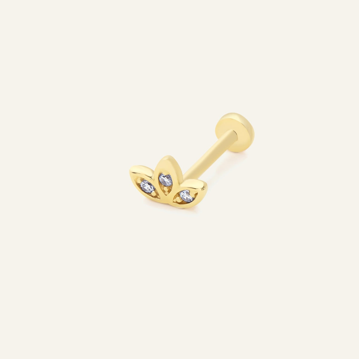 Taylor Lotus Figürlü Taşlı Altın Kulak Piercing