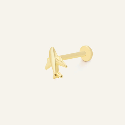 Uçak Figürlü Altın Kulak Piercing
