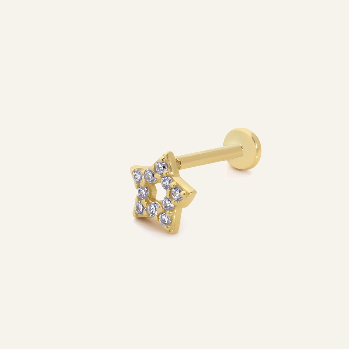 Firna Yıldız Figürlü Çok Taşlı Altın Kulak Piercing