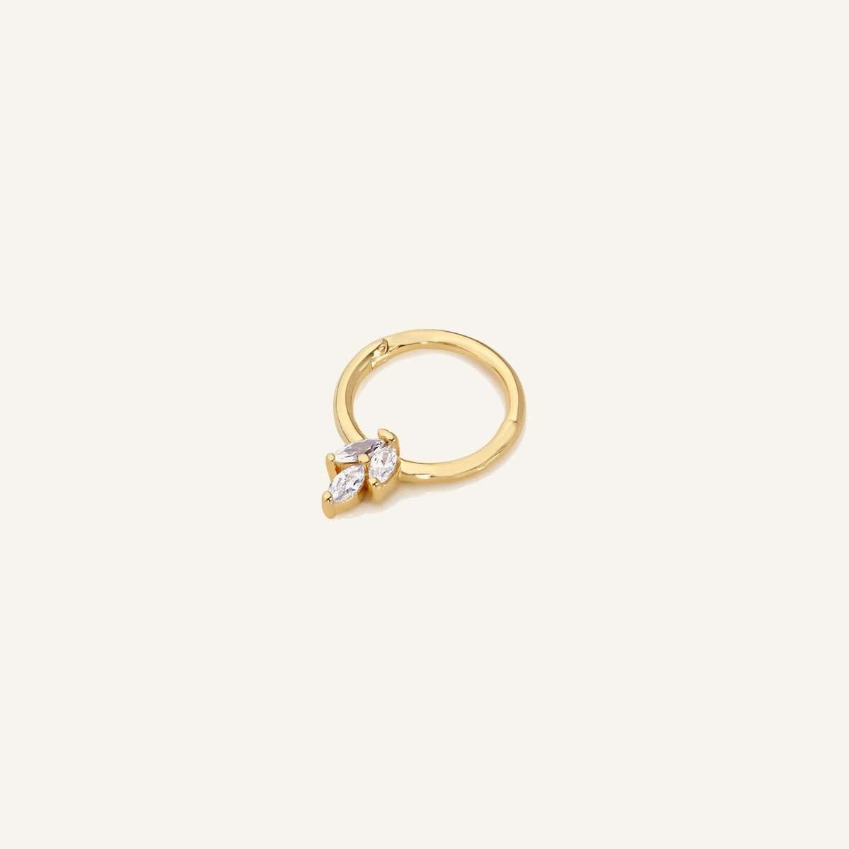 Triple Gleam Markiz Kesim Taşlı Altın Halka Helix Piercing