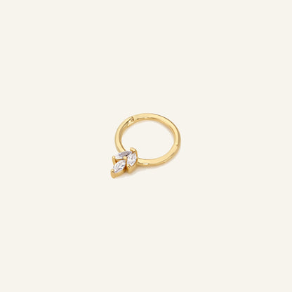 Triple Gleam Markiz Kesim Taşlı Altın Halka Helix Piercing
