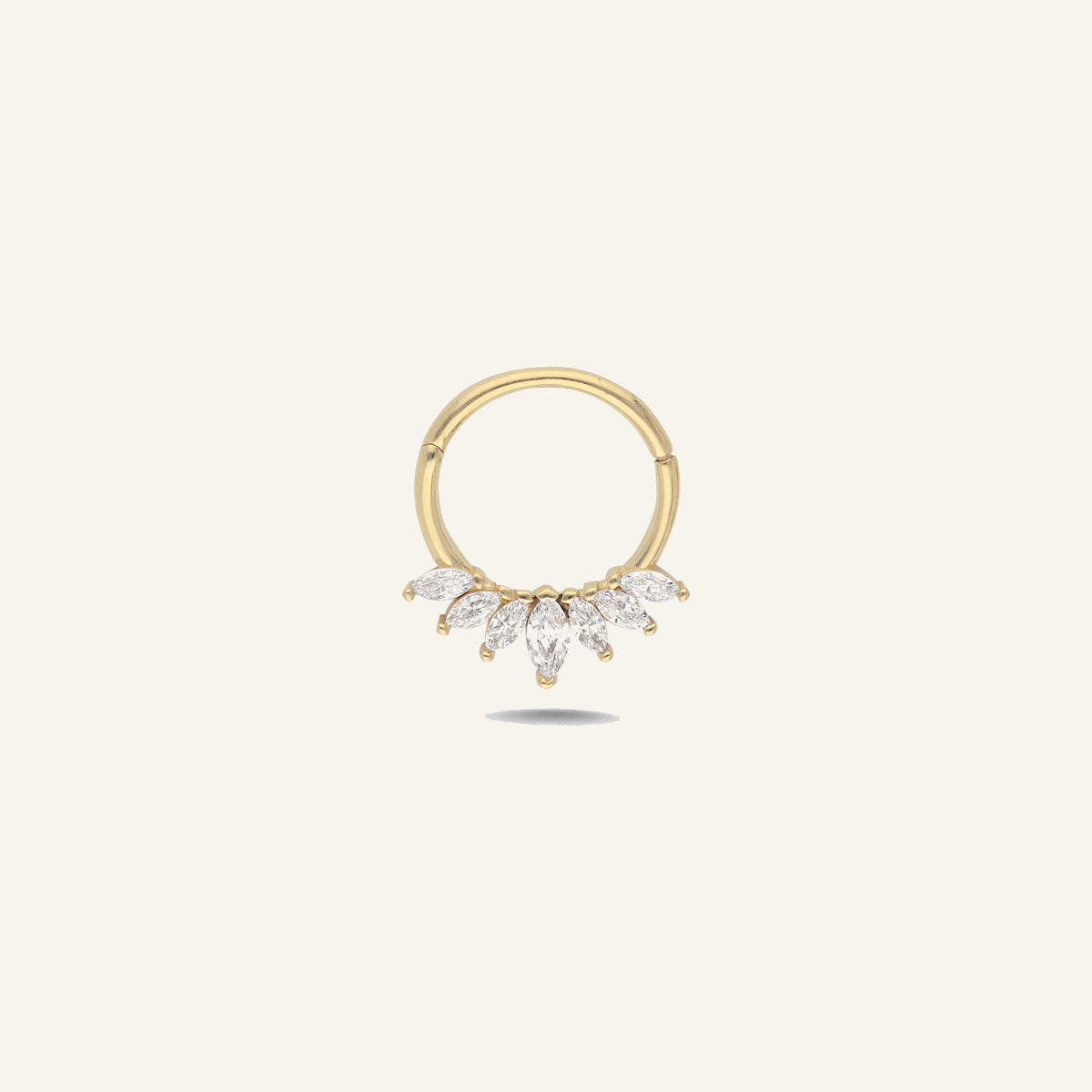 Veil Trace Markiz Kesim Taşlı Altın Halka Helix Piercing 10 Mm