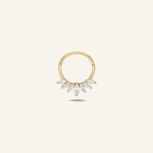Veil Trace Markiz Kesim Taşlı Altın Halka Helix Piercing 10 Mm
