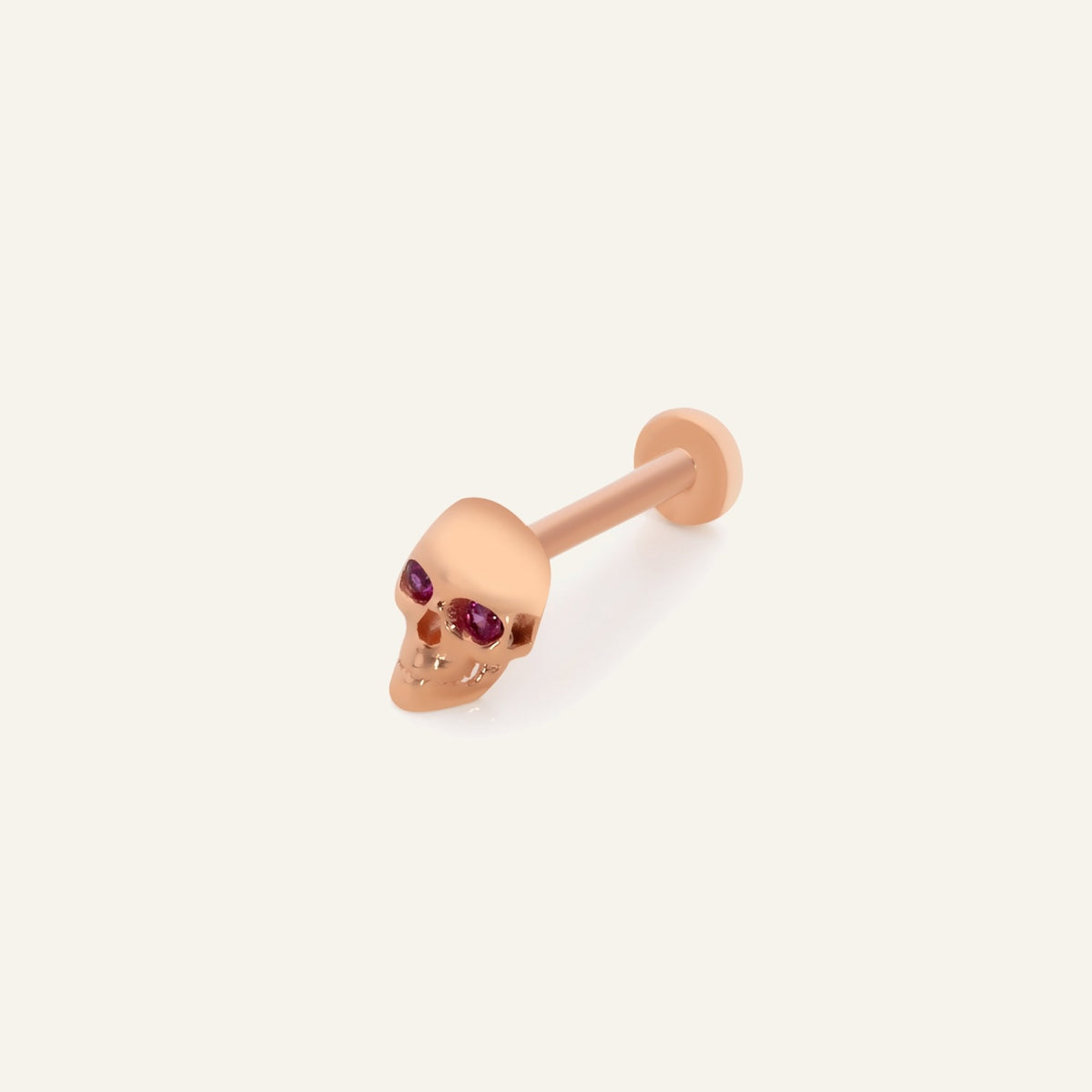 Rose Eye Skull Figürlü Altın Kulak Piercing